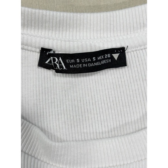 Zara White Crop Top Wrap Tie Bustier Corset Style Cotton Tee S Y2K - Picture 7 of 10